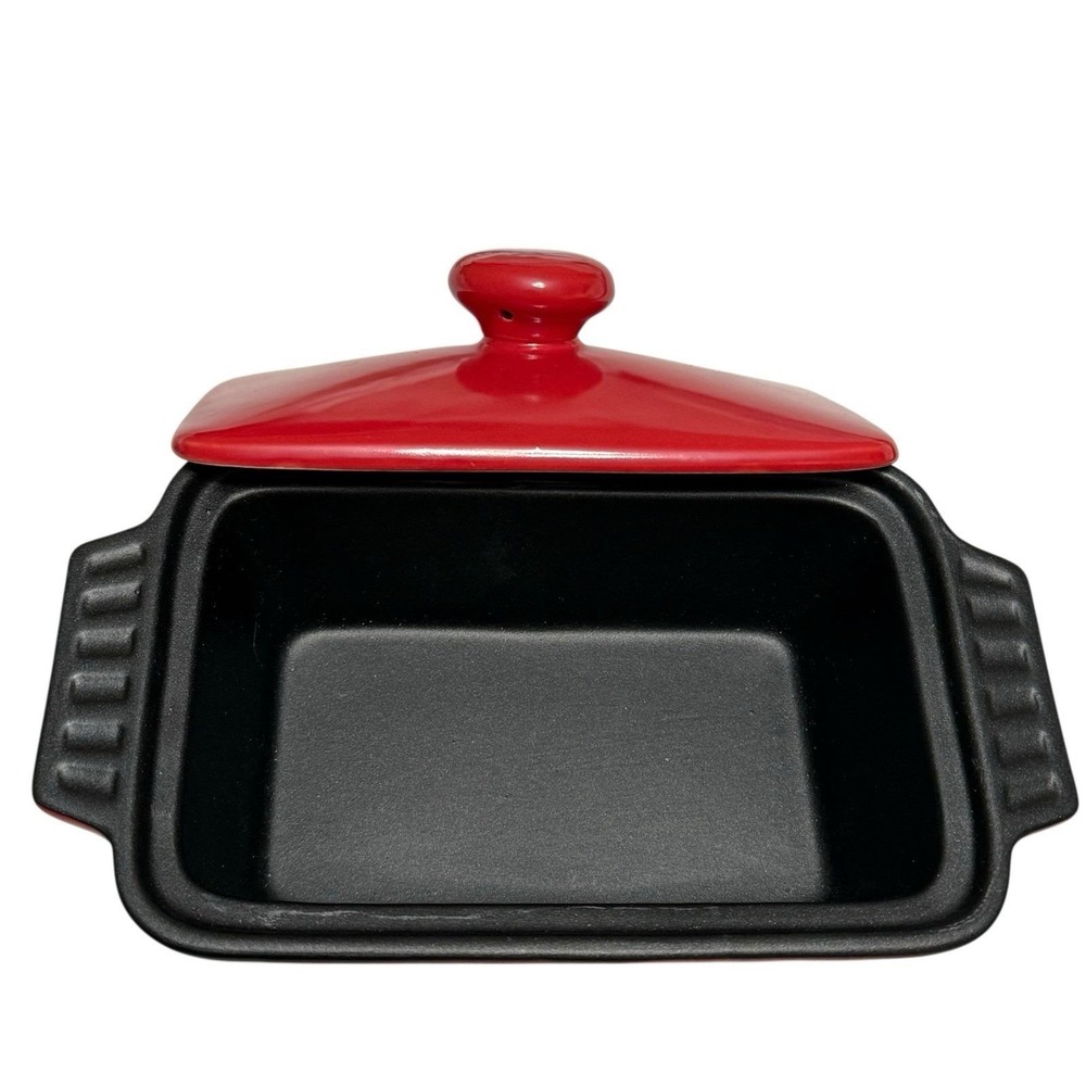 Crock-Pot Red Mini Casserole Dish w Lid 8" Loaf Baker Oven Safe - Picture 3 of 8